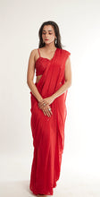 Load image into Gallery viewer, Charita Varma in Ruby Red Saree Set