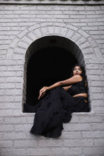 Load image into Gallery viewer, Arundhati in Raven Black Ruffle Lehenga Set