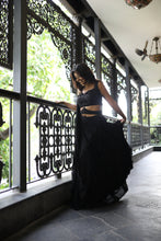 Load image into Gallery viewer, Arundhati in Raven Black Ruffle Lehenga Set