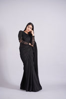 Load image into Gallery viewer, Raven Black Embellished Saree
