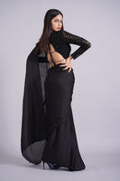 Load image into Gallery viewer, Raven Black Embellished Saree