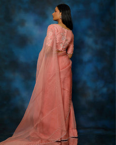 Rose Pink Organza Saree