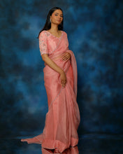 Load image into Gallery viewer, Rose Pink Organza Saree