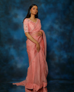 Rose Pink Organza Saree