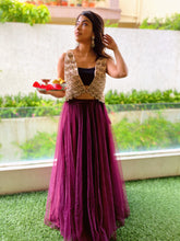 Load image into Gallery viewer, Trishala Kamath in Rosebud Jacket &amp; Mahogany Skirt Set
