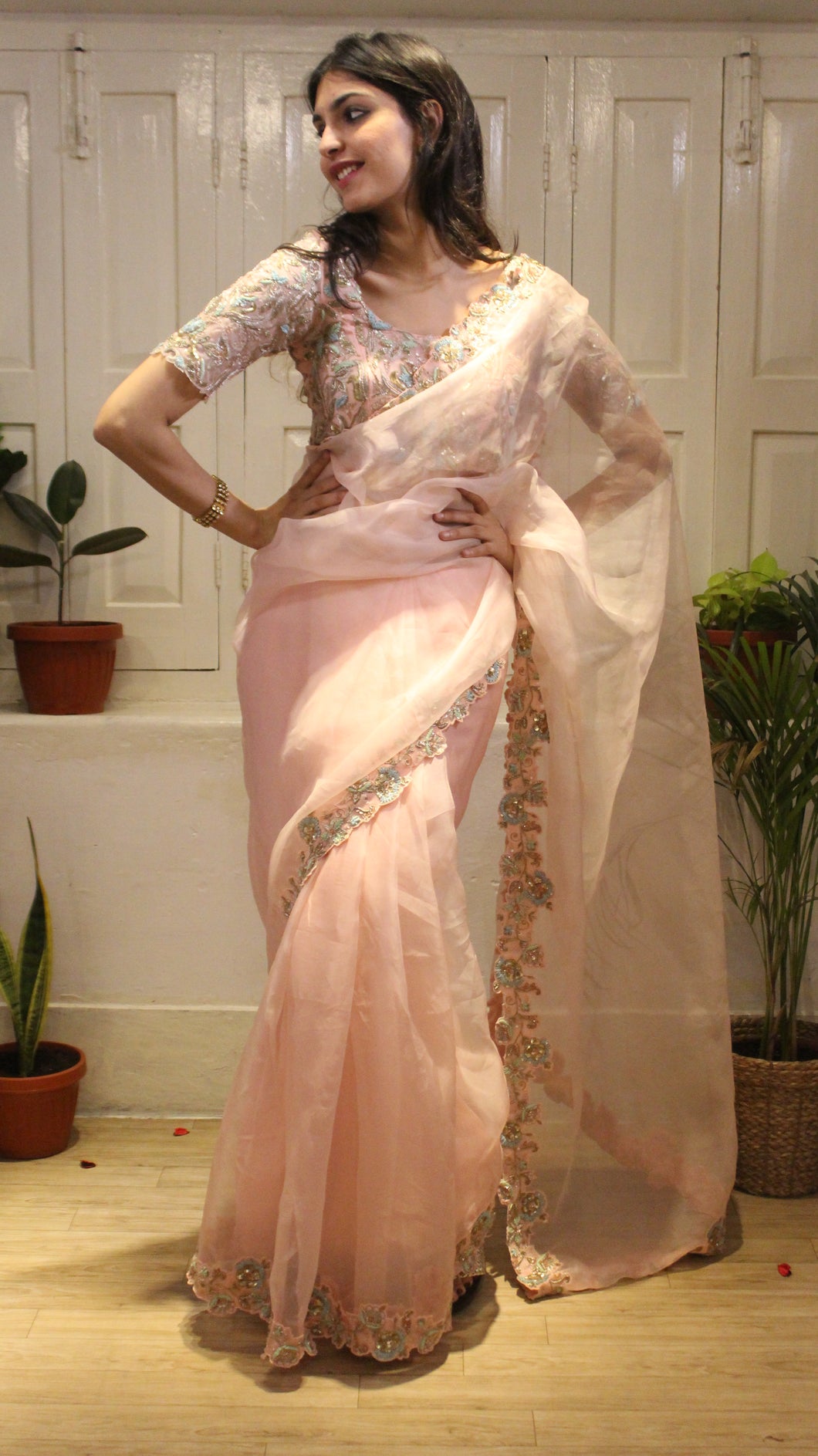 Rosebud Peony Saree