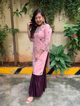 Load image into Gallery viewer, Rosebud Kurta &amp; Mahogany Pleated Skirt Set