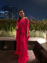 Load image into Gallery viewer, Bhavya Natasha in Fuchsia Jumpsuit with Ruffle Poncho